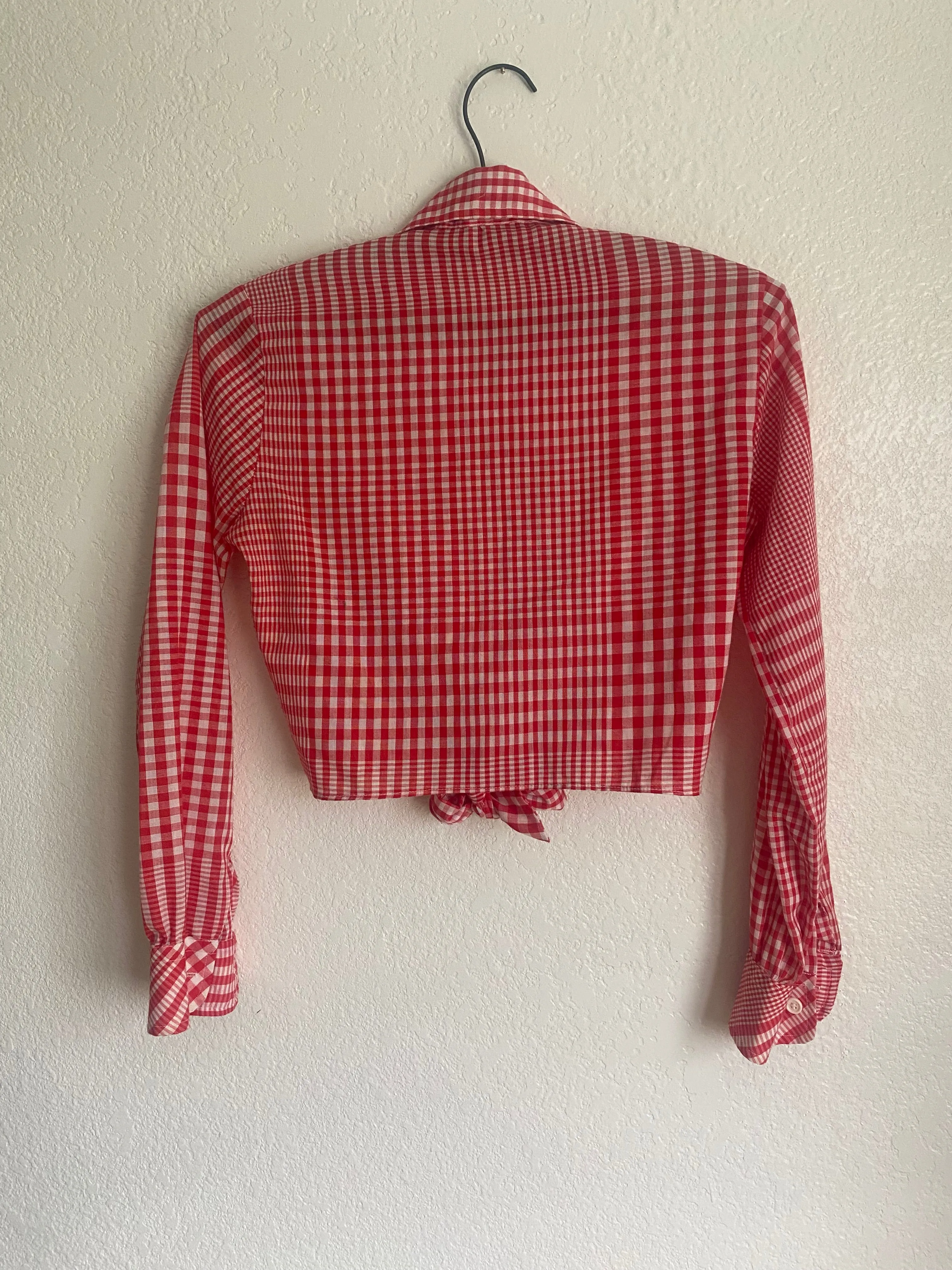 1970s Casual Corner plaid cropped button up shirt small