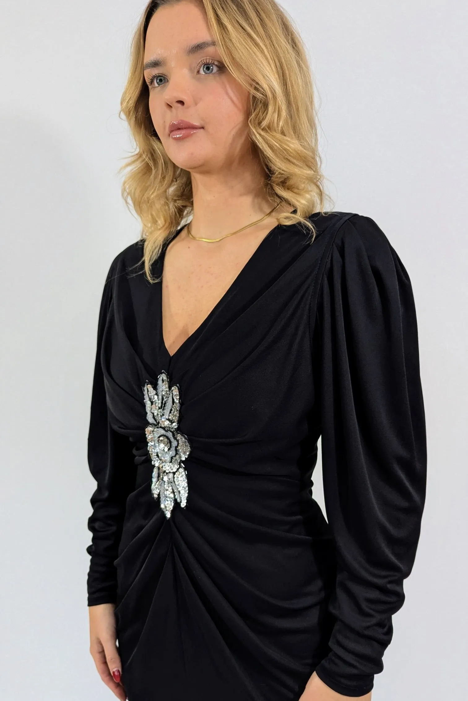 1980s Zandra Rhodes Black Party Dress
