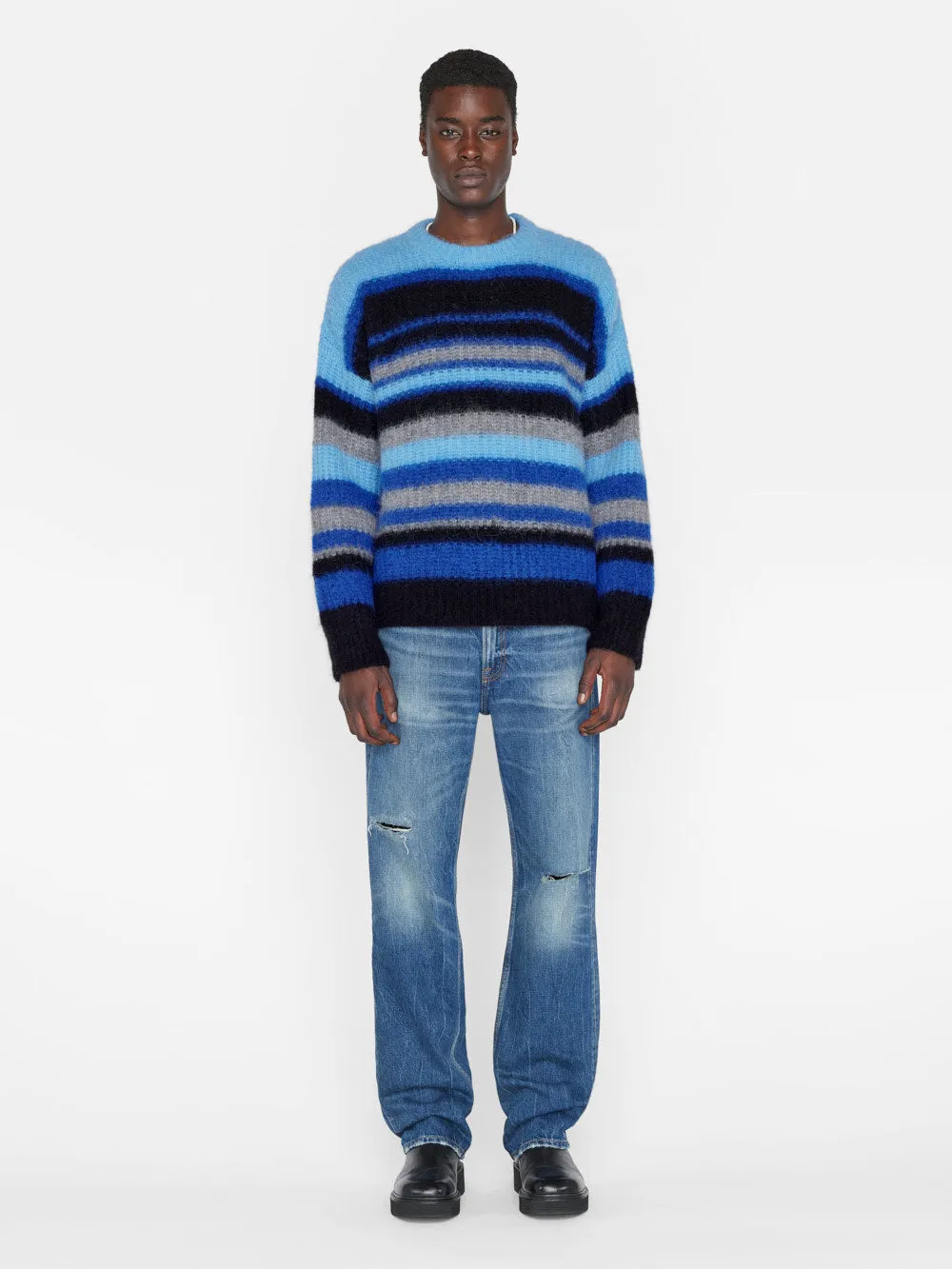 Alpaca Sweater -- Sky Blue Multi