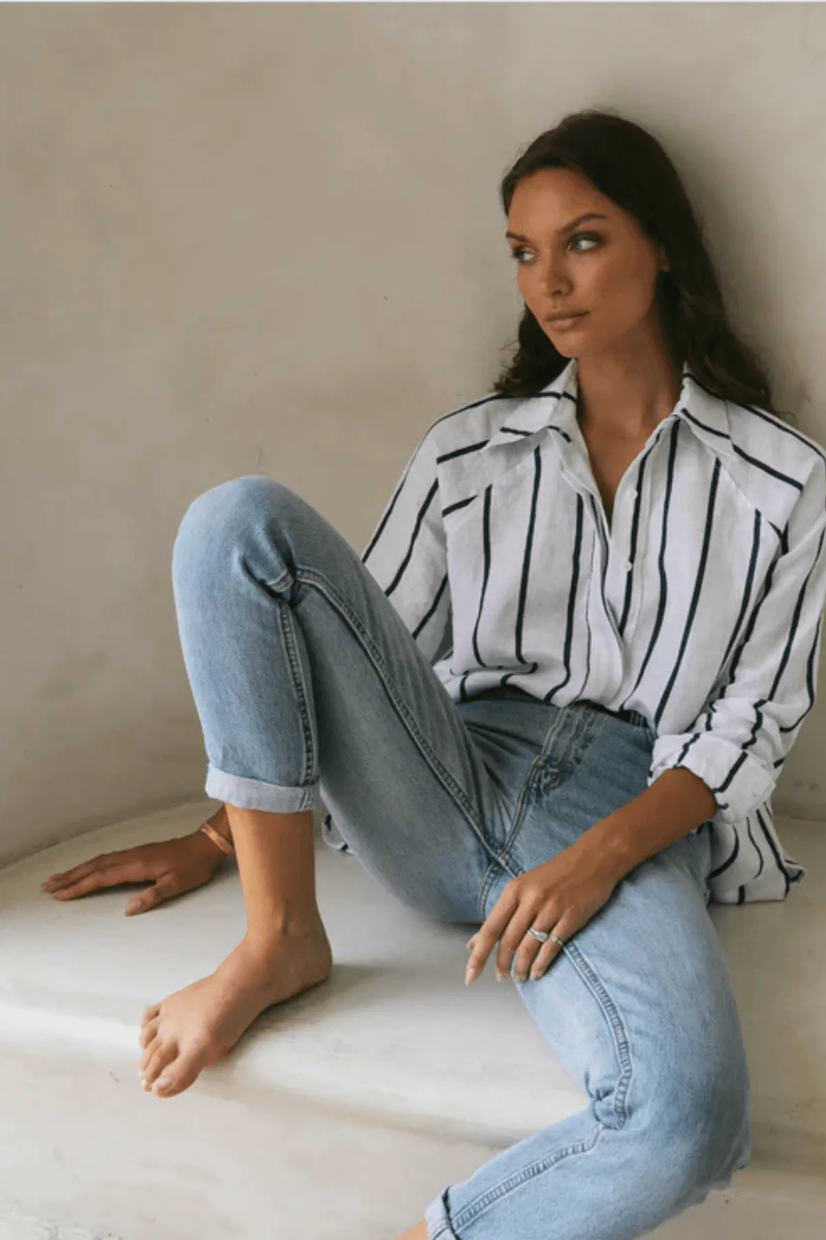 BILLIE SHIRT WIDE NAVY STRIPE