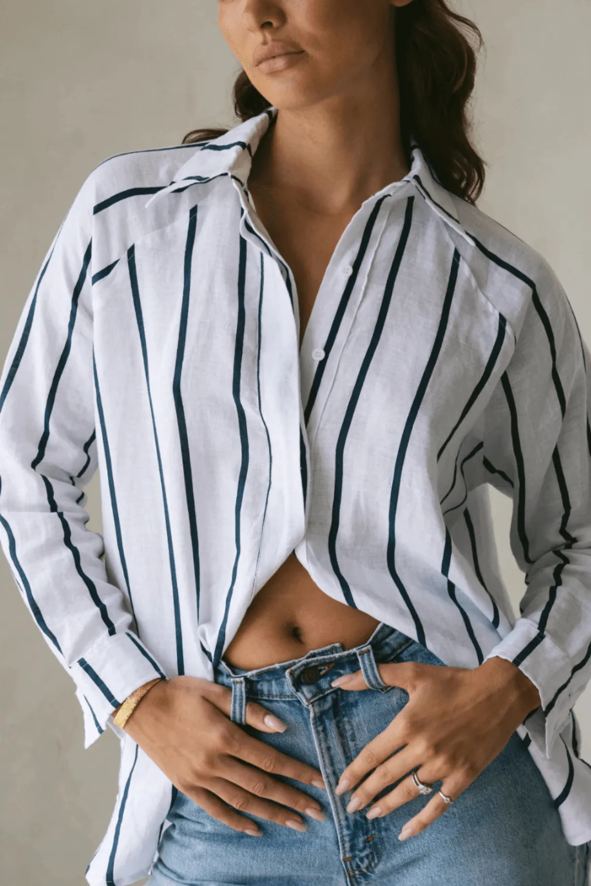 BILLIE SHIRT WIDE NAVY STRIPE
