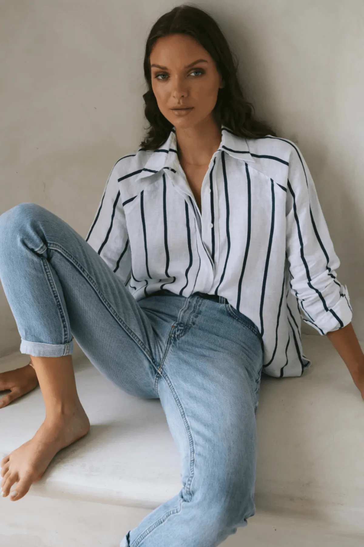BILLIE SHIRT WIDE NAVY STRIPE