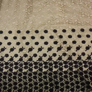 Black and Nude Sand Floral Guipure French Lace Fabric