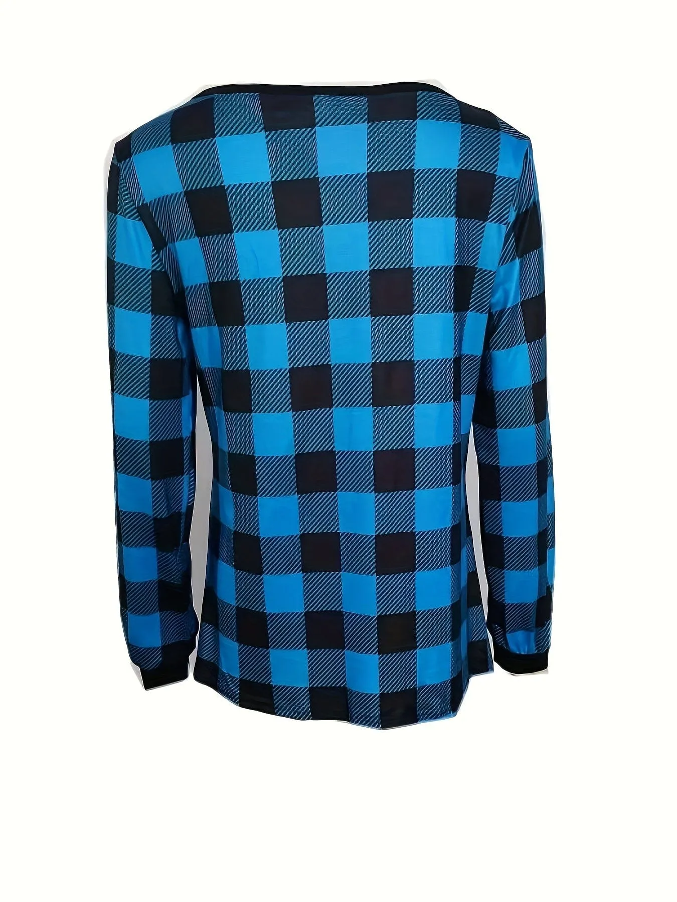 Button-Front Plaid Top