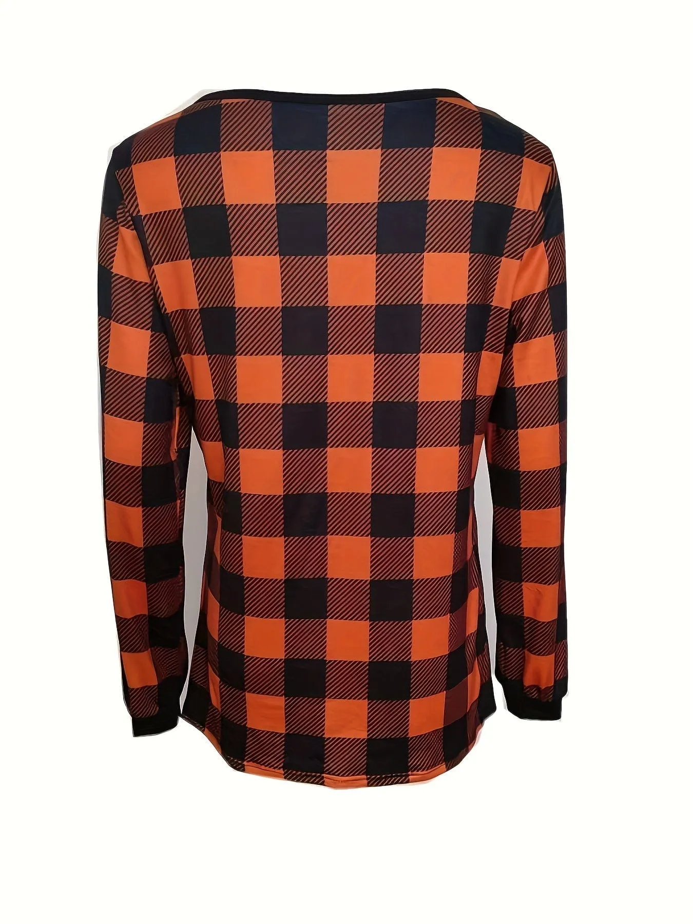 Button-Front Plaid Top