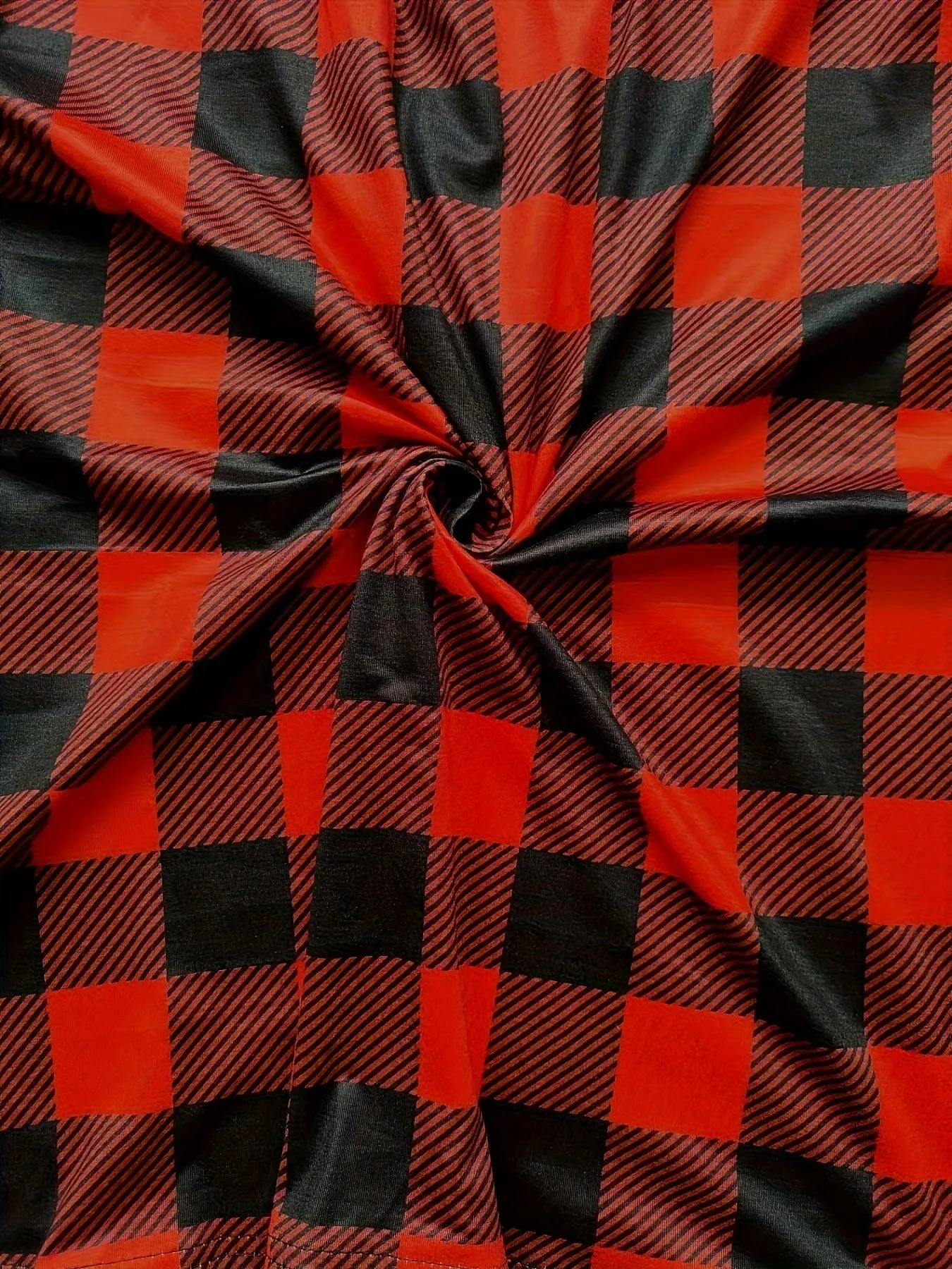 Button-Front Plaid Top