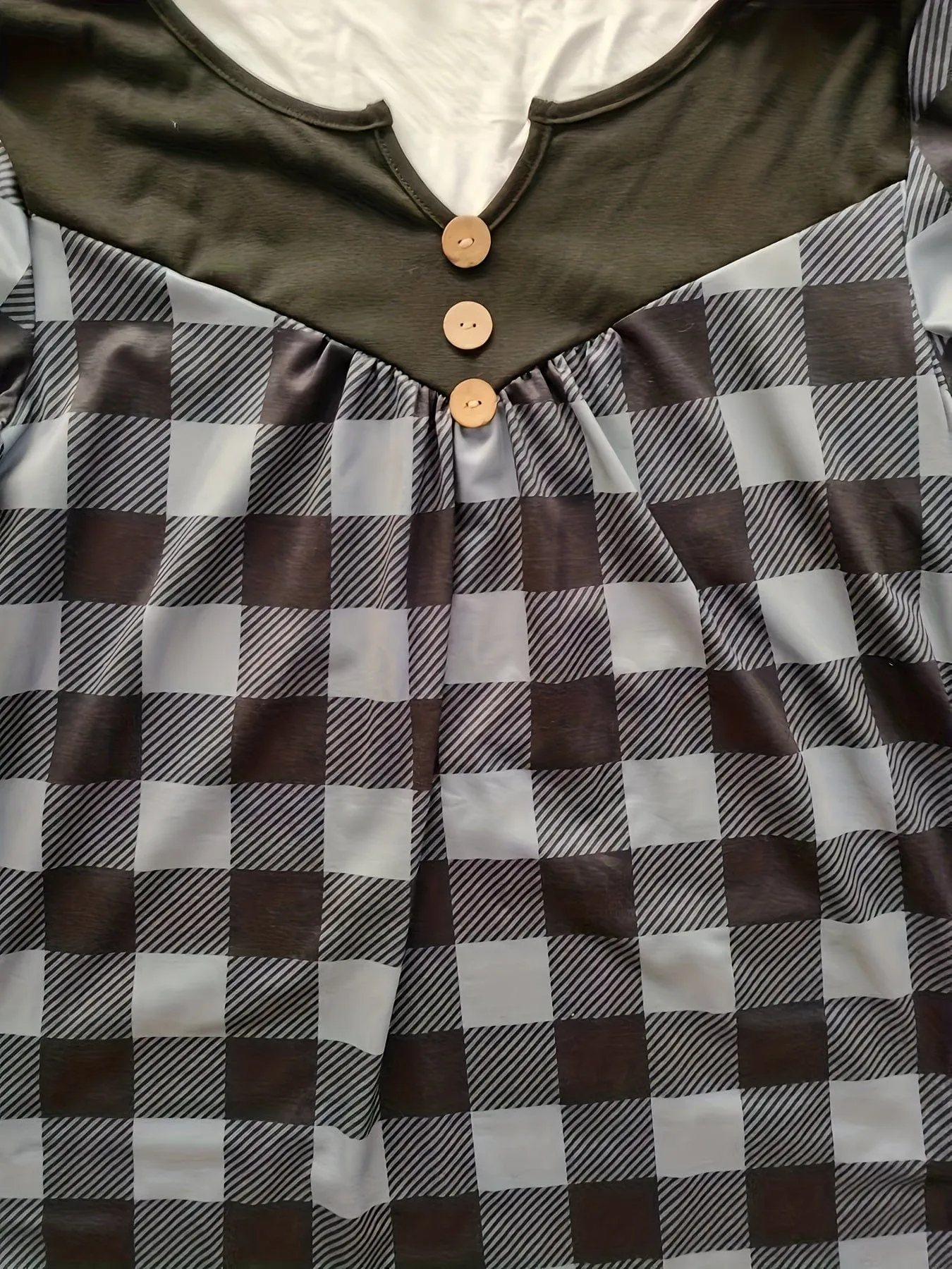 Button-Front Plaid Top