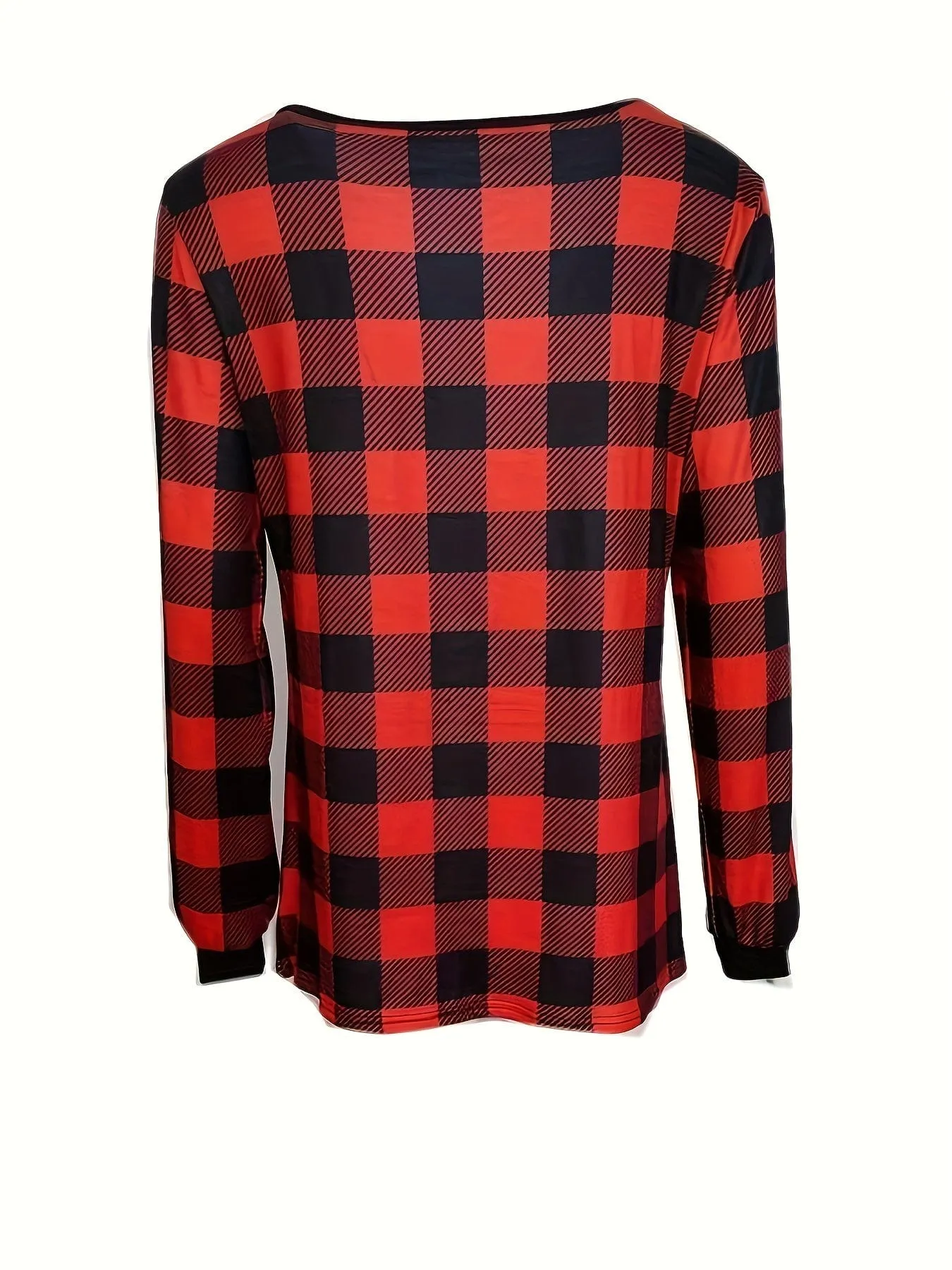Button-Front Plaid Top