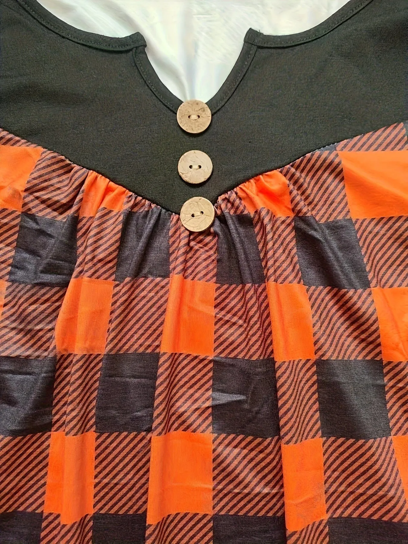 Button-Front Plaid Top