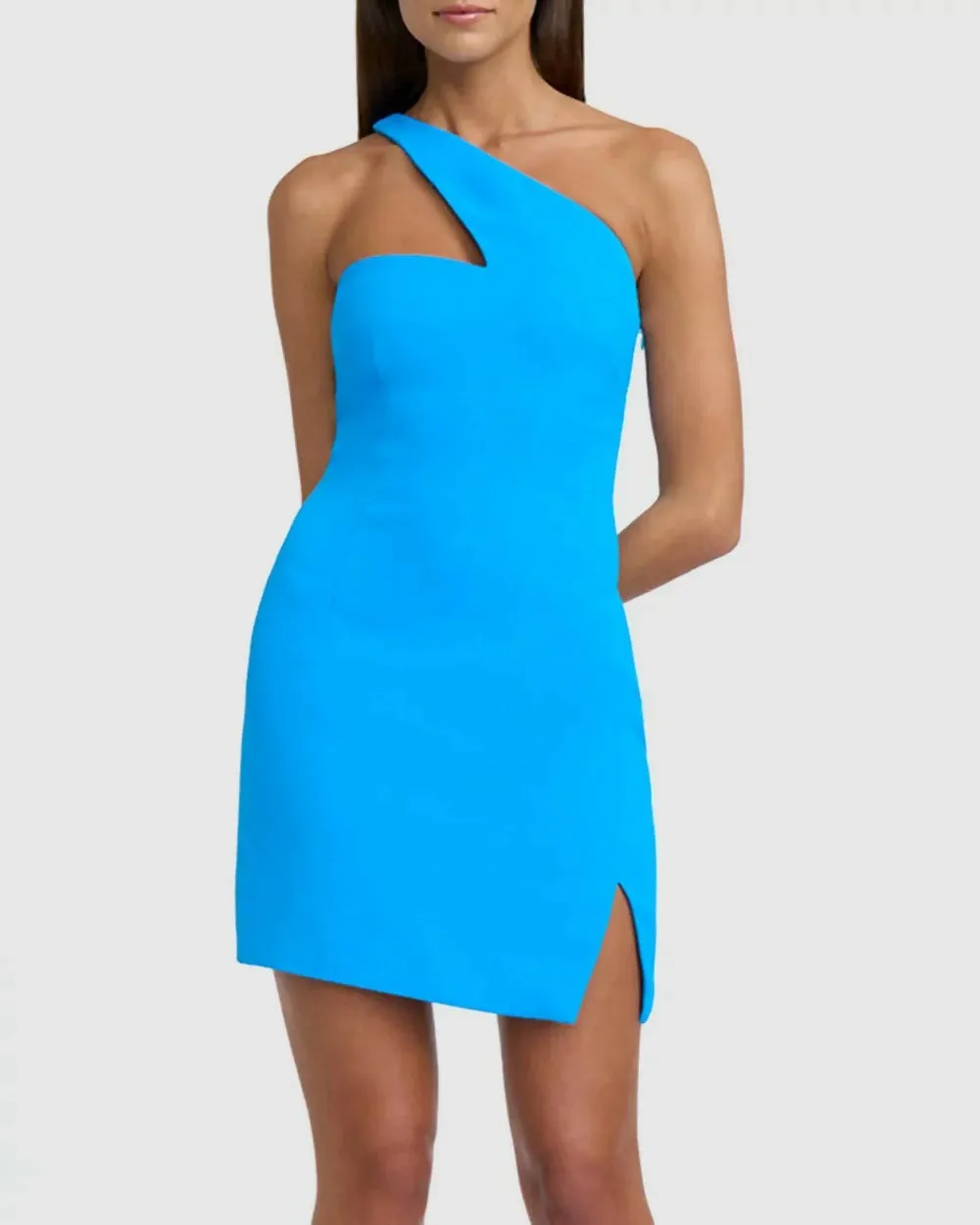 By Johnny Sharp One Shoulder Mini Dress in Electric Blue Size 12