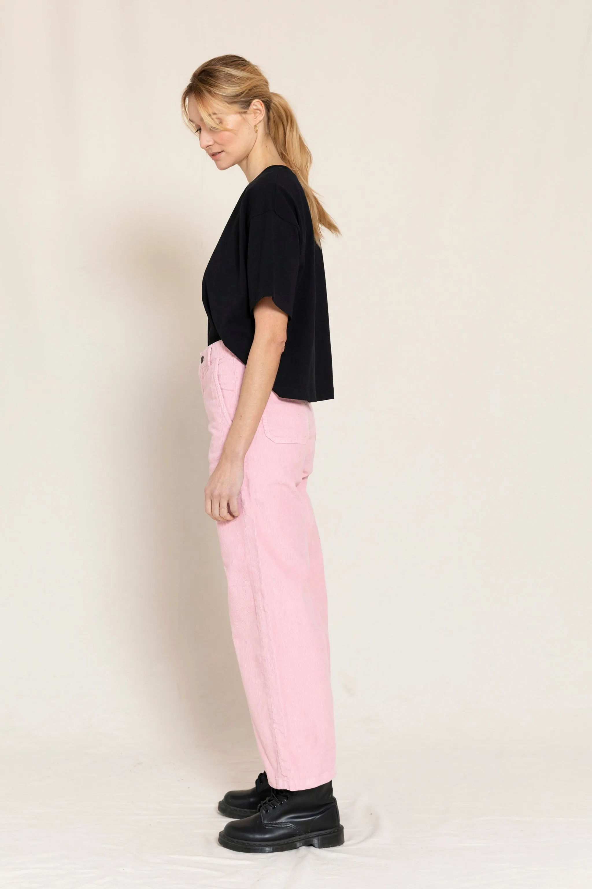CHARLIE Candy Pink Cord - Loose Fit Cropped Pants