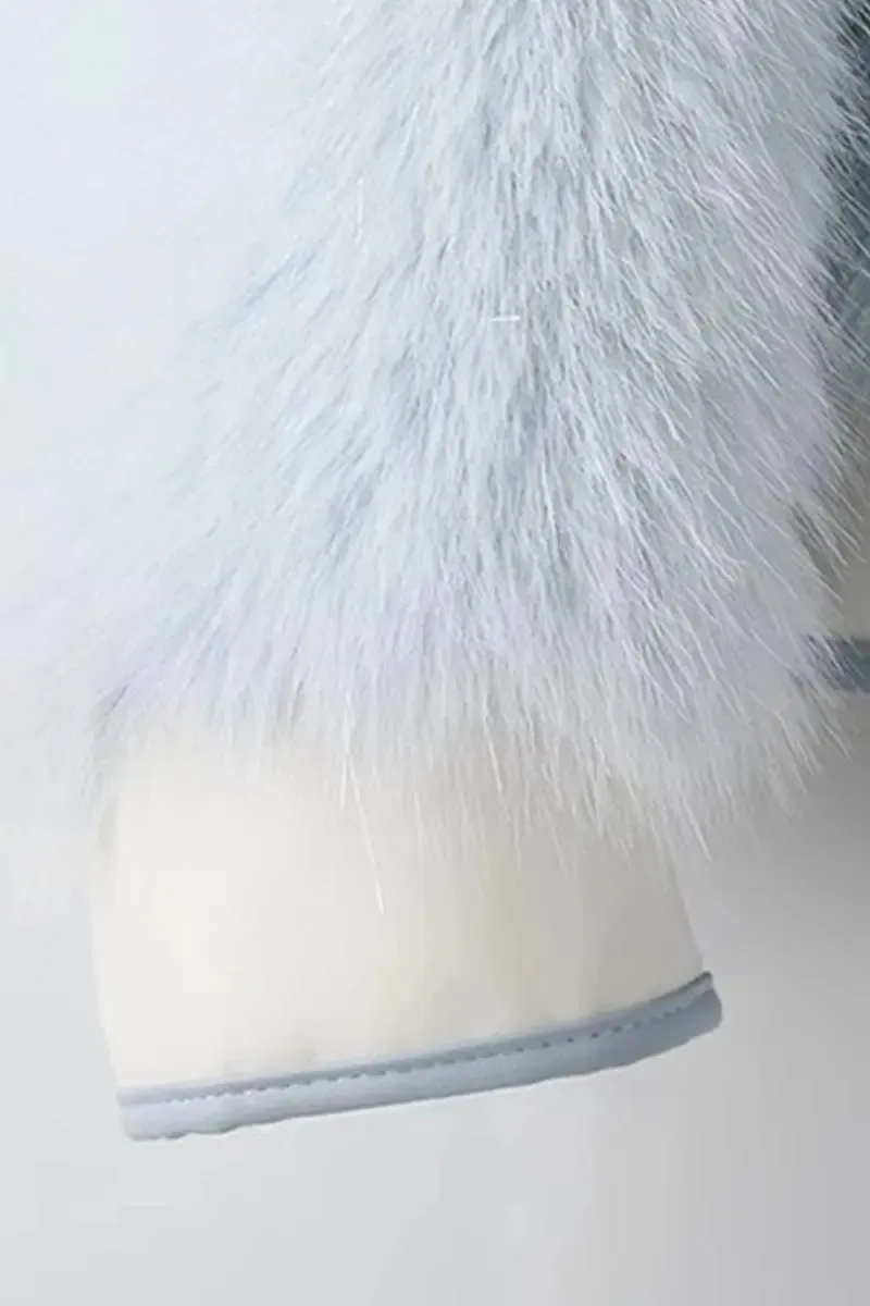 Chic Collarless Faux Fox Fur Jacket