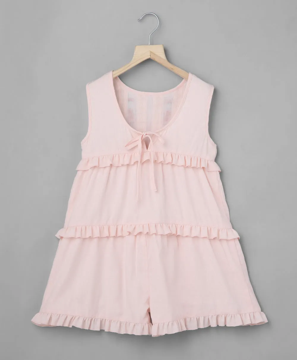 Cotton Dobby Playsuit with Ditsy Floral Embroidery