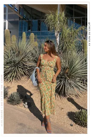 Damari Floral Print Maxi Dress - Green