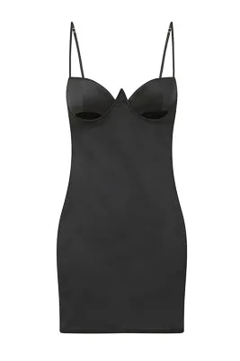 Don'T Hate Black Cut Out Under Bust Satin Mini Dress Dress