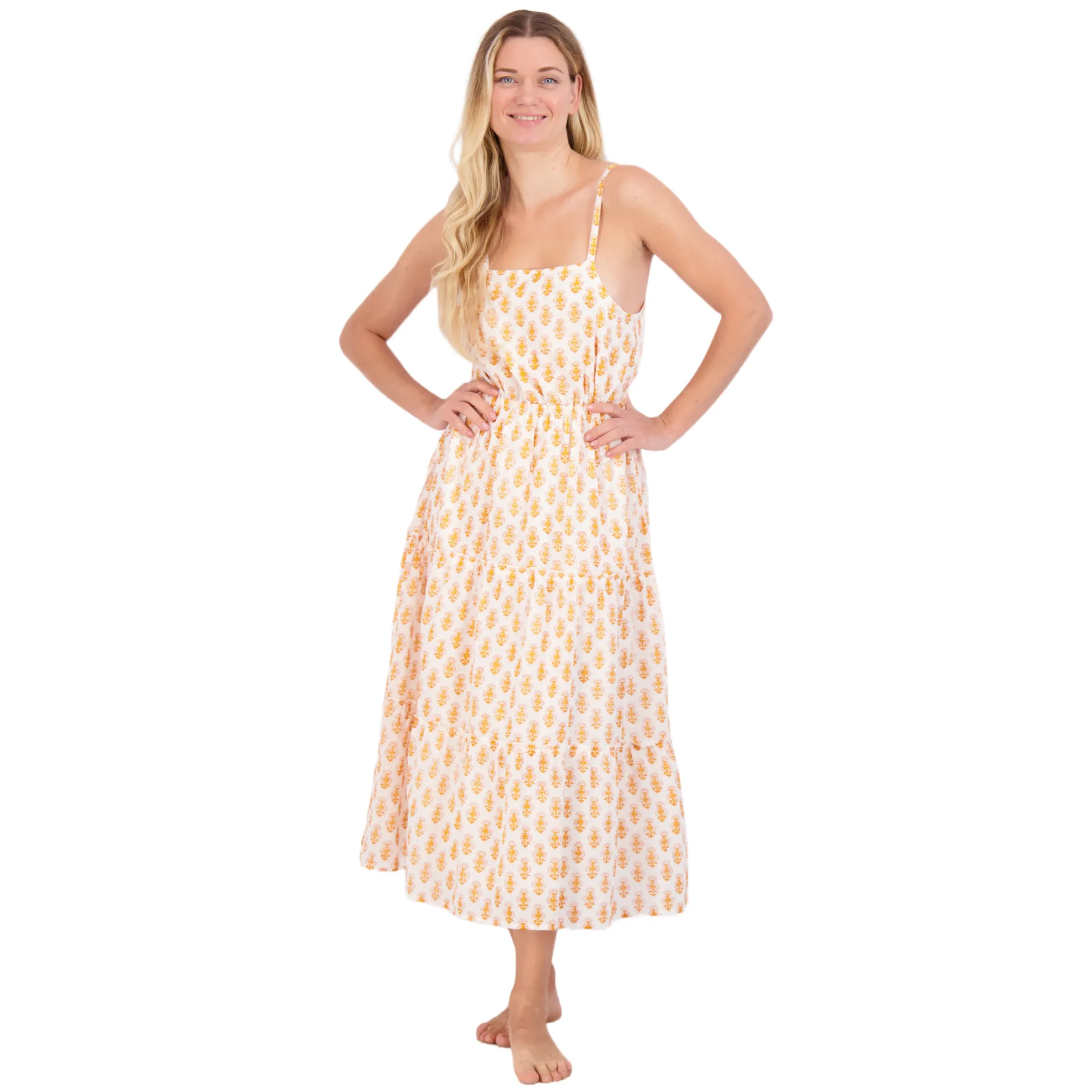 Emilie Women's Maxi Strappy Sundress Talelayo Gold