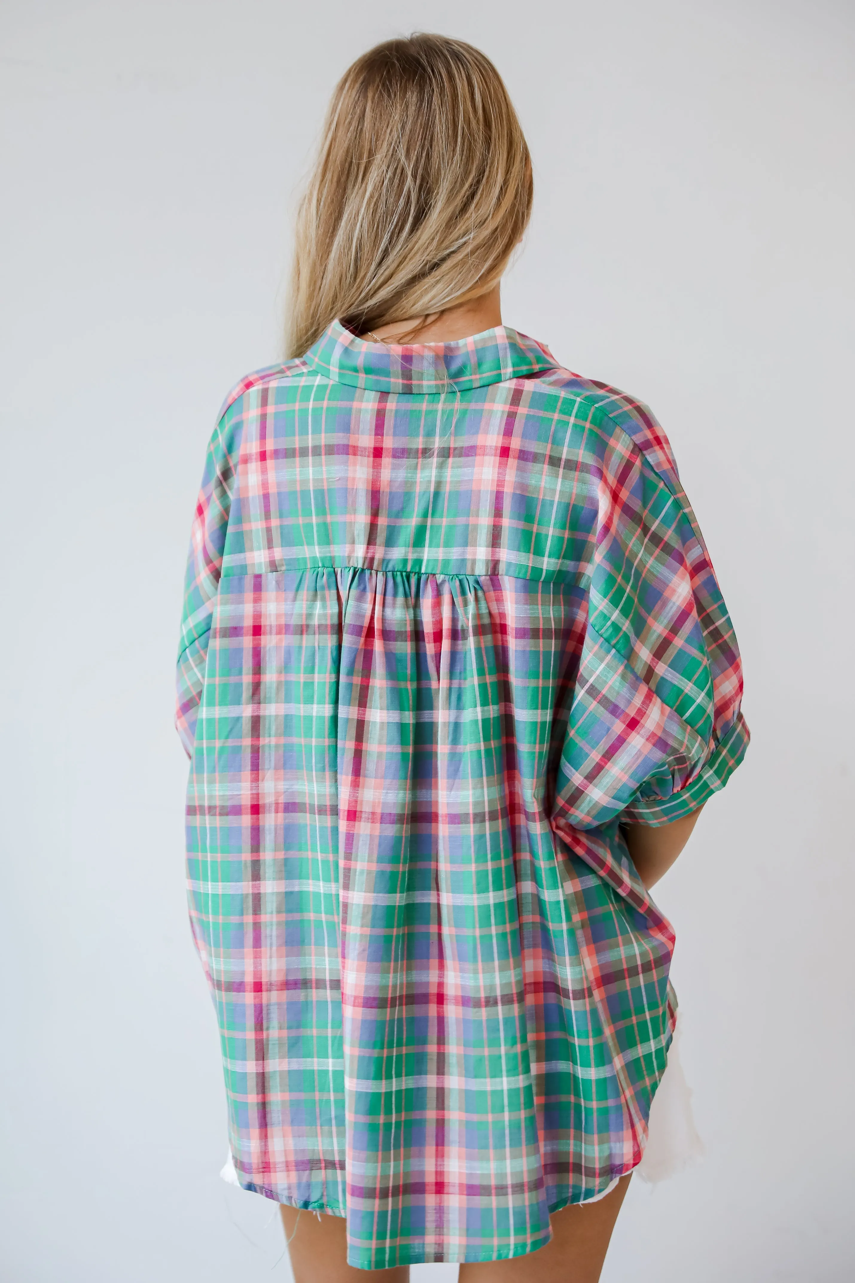 FINAL SALE - Surely Charmed Green Plaid Blouse