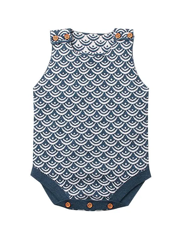 Fish Scales Onesies Knitted Sleeveless Bodysuit