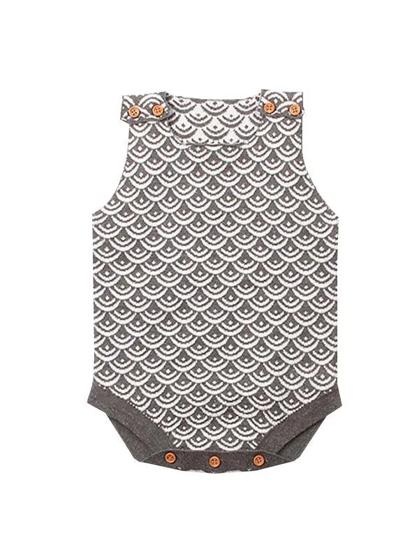 Fish Scales Onesies Knitted Sleeveless Bodysuit