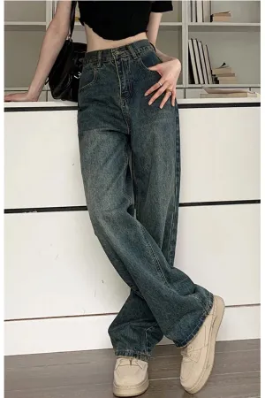 Flytonn-cute winter outfits casual winter outfits christmas outfit party look inspos High Waist Loose Retro Basic Jeans Pants