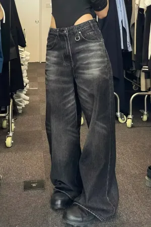 Flytonn-cute winter outfits casual winter outfits christmas outfit party look inspos High Waist Loose Wide Leg Black Jeans Pants
