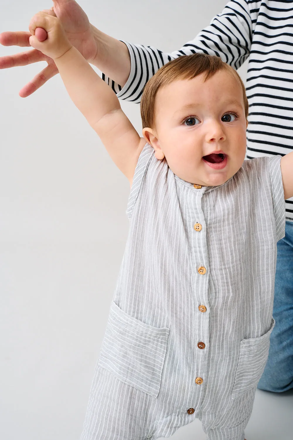 Gauze Stripe Baby Jumpsuit