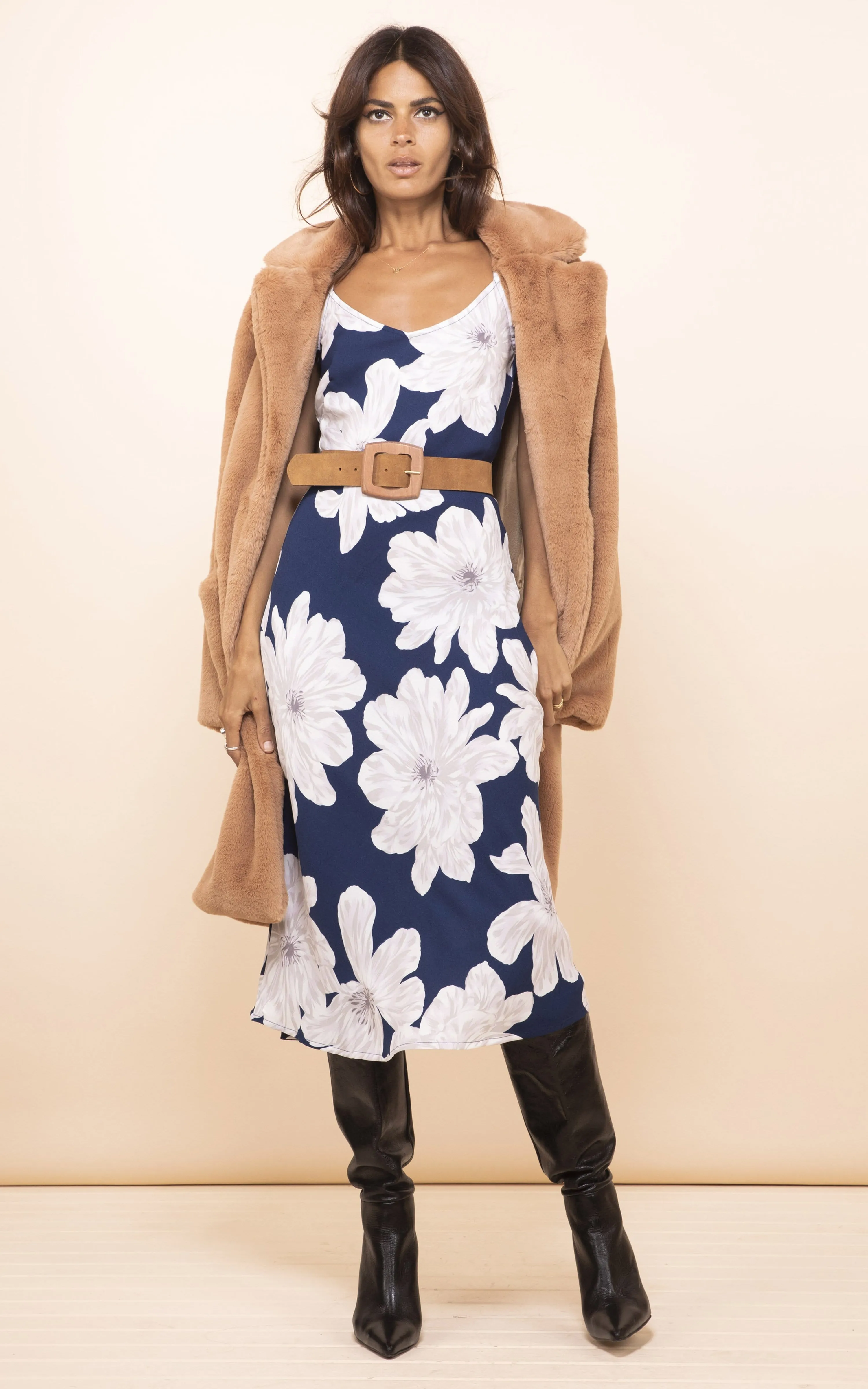 Jade Midi Dress In Navy Bloom