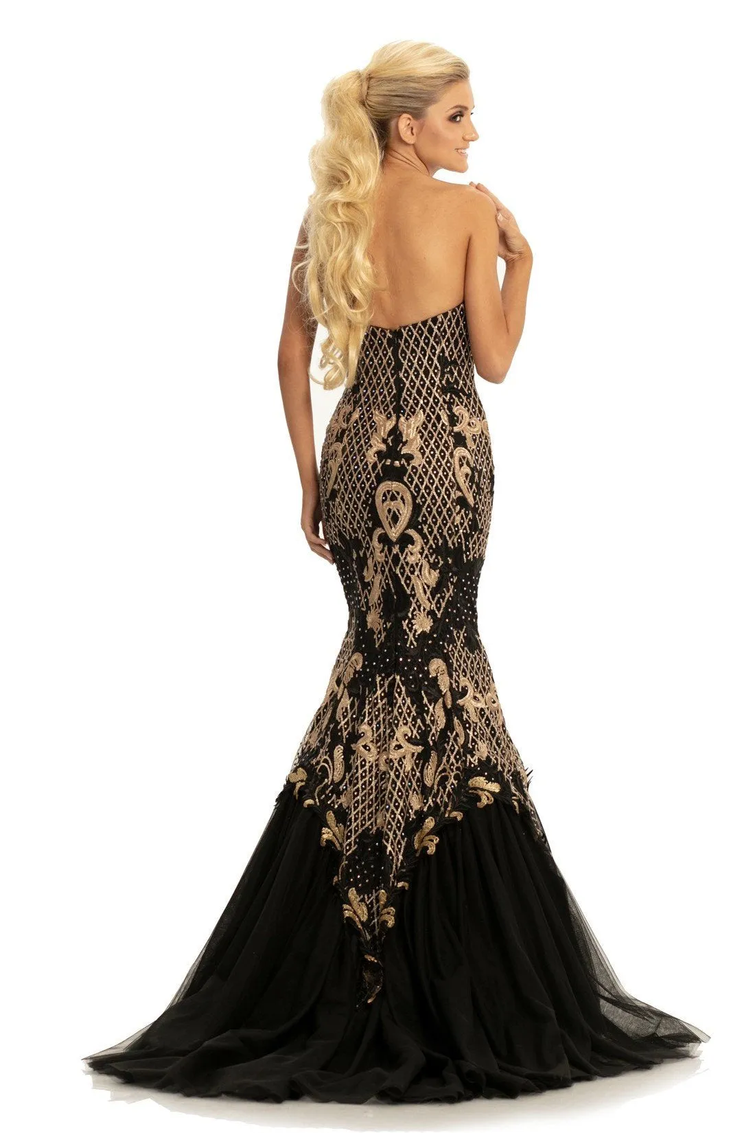 Johnathan Kayne 9001 Embroidered Lace Mermaid Prom Dress Pageant Gown Size 4