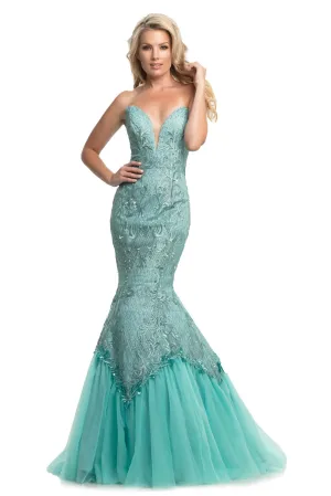 Johnathan Kayne 9001 Embroidered Lace Mermaid Prom Dress Pageant Gown Size 4