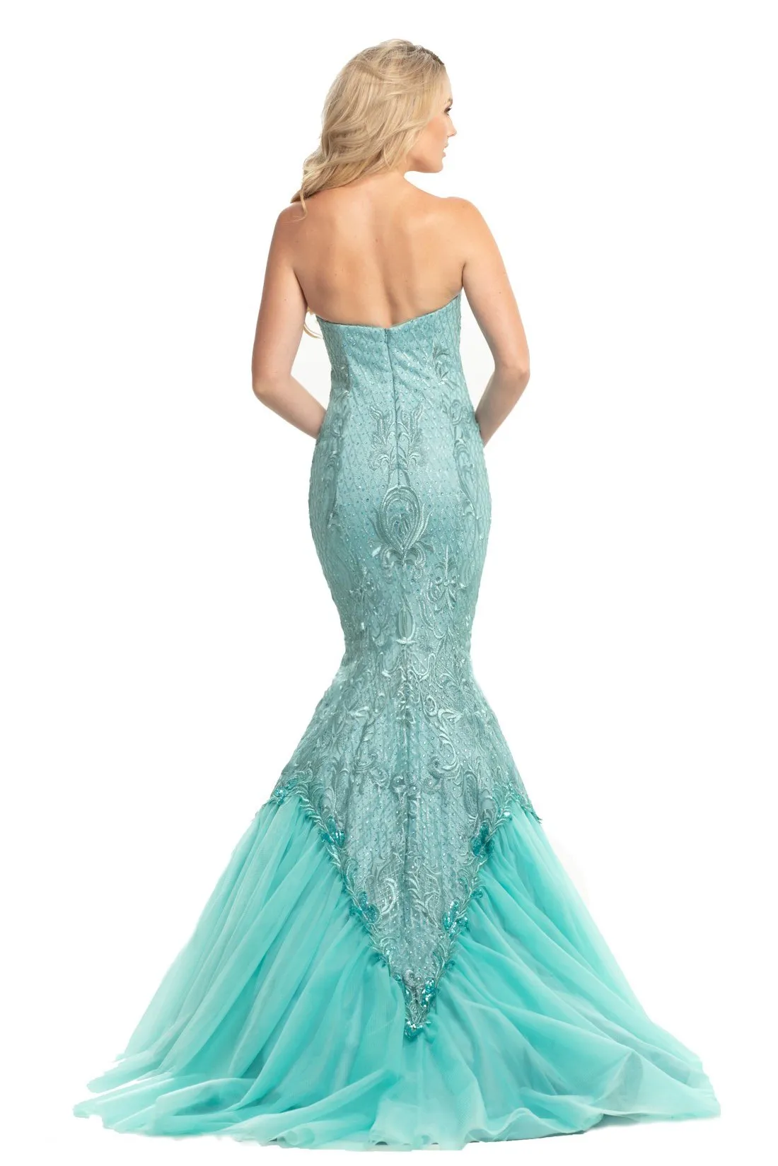 Johnathan Kayne 9001 Embroidered Lace Mermaid Prom Dress Pageant Gown Size 4