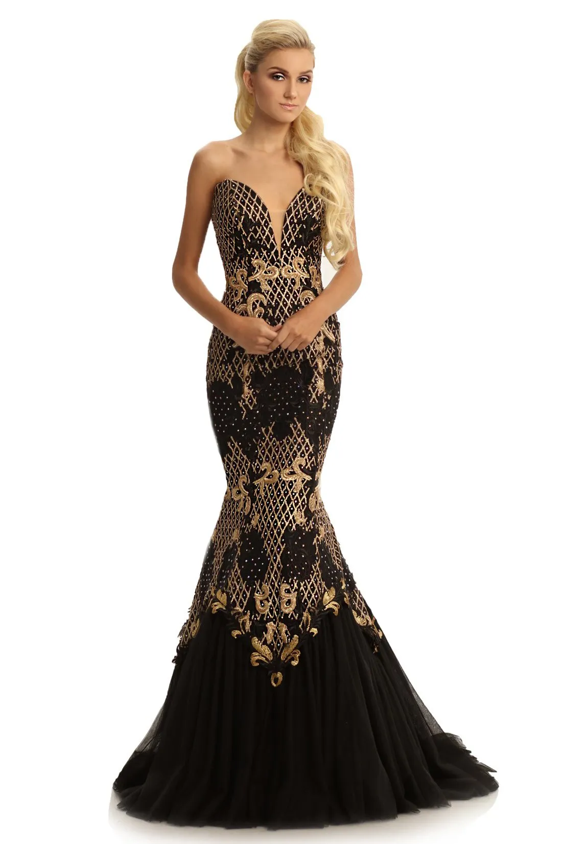 Johnathan Kayne 9001 Embroidered Lace Mermaid Prom Dress Pageant Gown Size 4