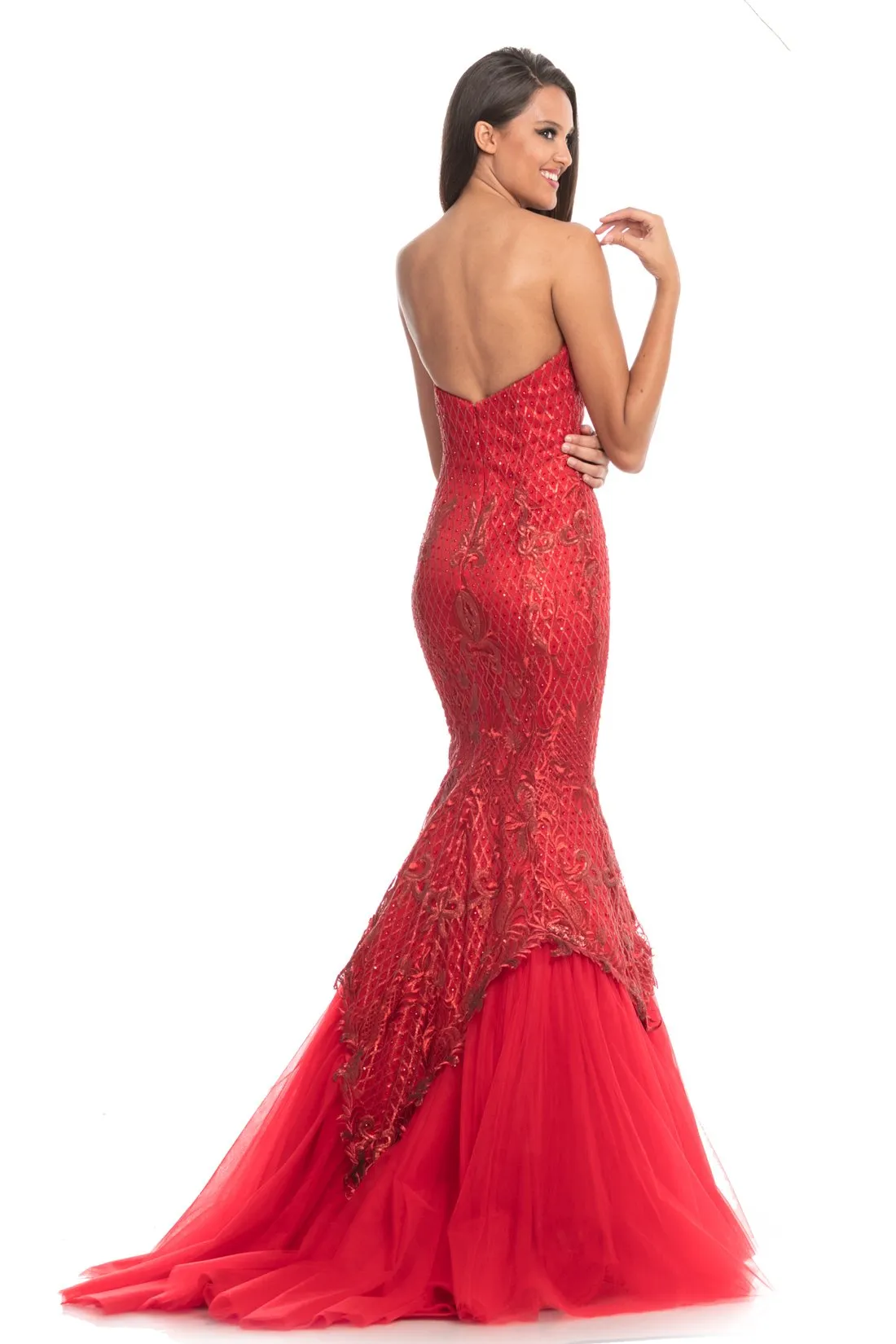 Johnathan Kayne 9001 Embroidered Lace Mermaid Prom Dress Pageant Gown Size 4