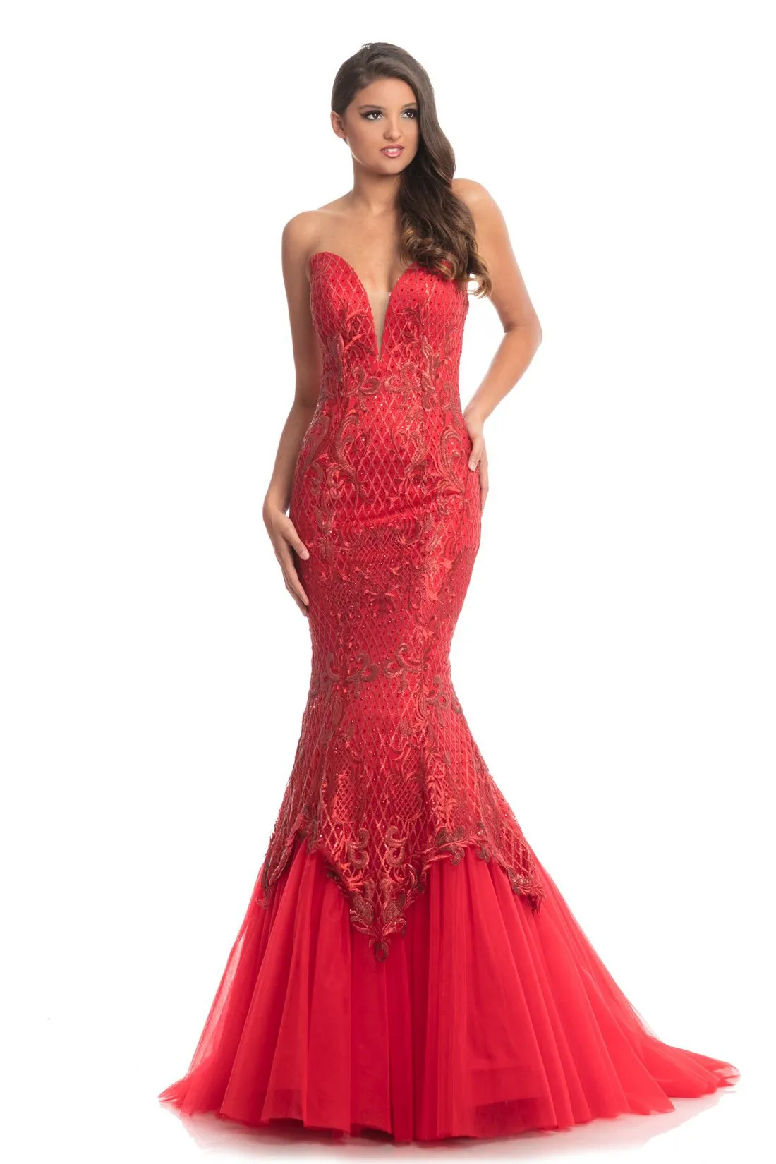Johnathan Kayne 9001 Embroidered Lace Mermaid Prom Dress Pageant Gown Size 4