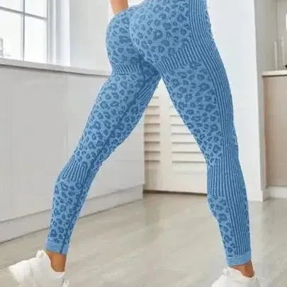 Leopard Seamless Leggings Women High Waist Lifting Hip Fitness Pants