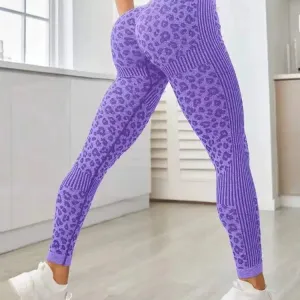 Leopard Seamless Leggings Women High Waist Lifting Hip Fitness Pants