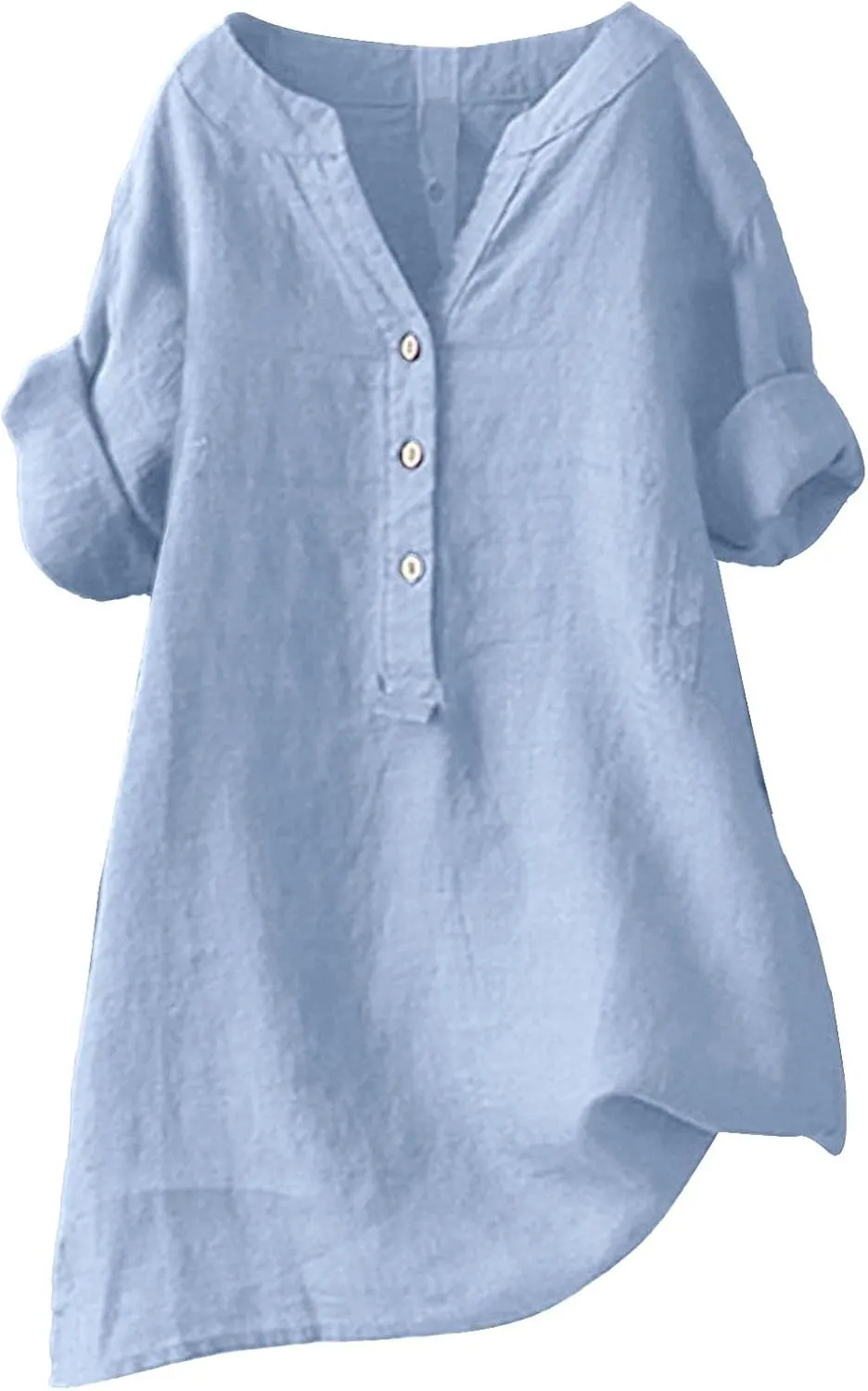 Linen Shirts for Women Button Down V Neck Boho Tees Short Sleeve Loose Fit Beach Tops Plus Size Casual Work Blouses
