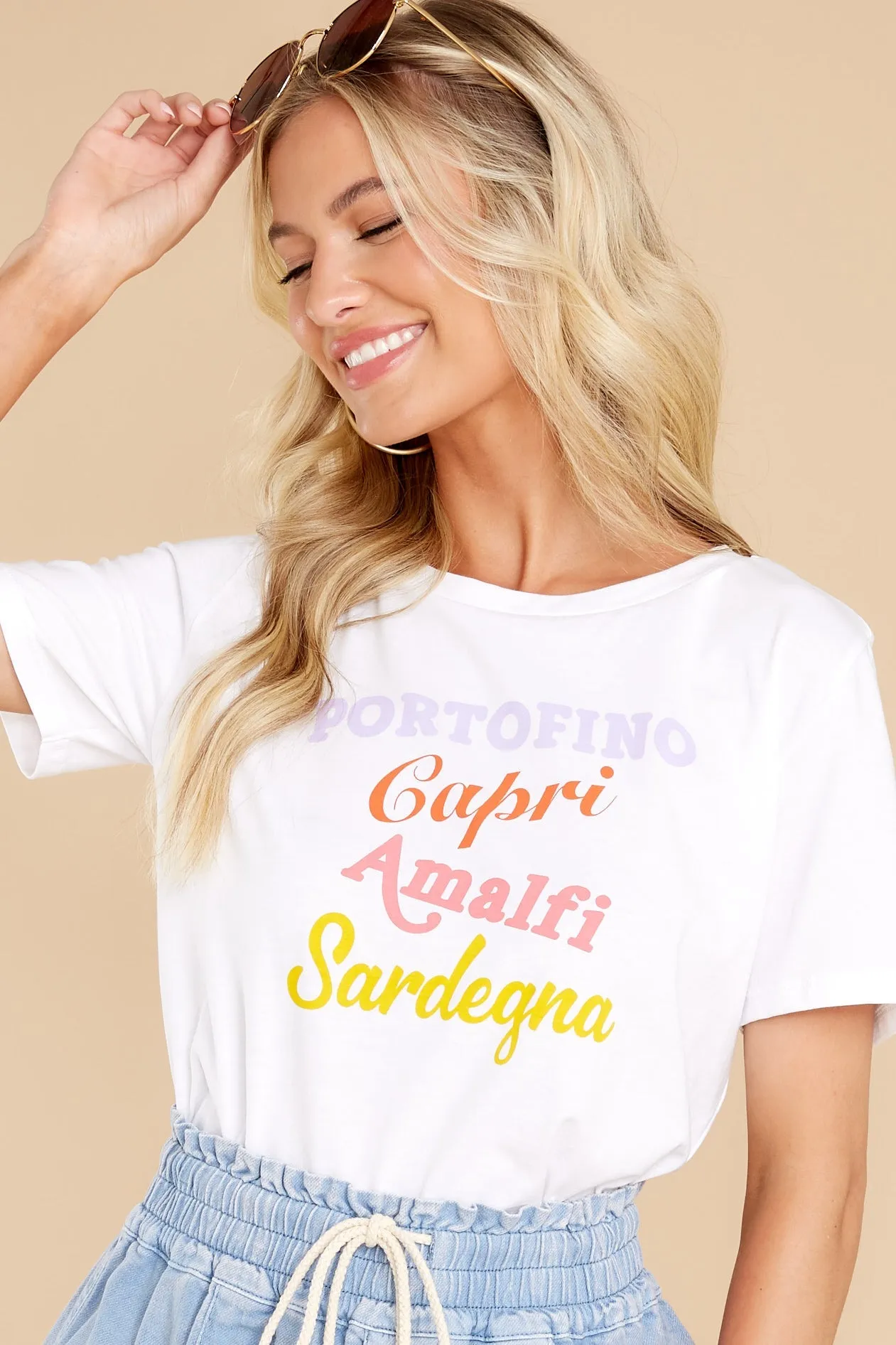 Lola Italian Destinations White Loose Tee