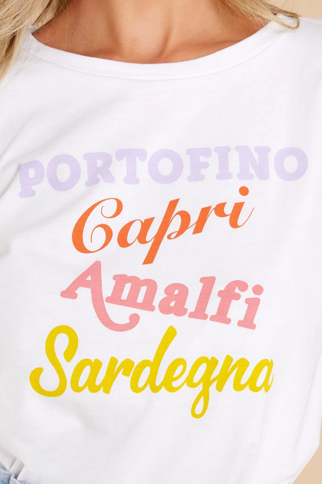 Lola Italian Destinations White Loose Tee