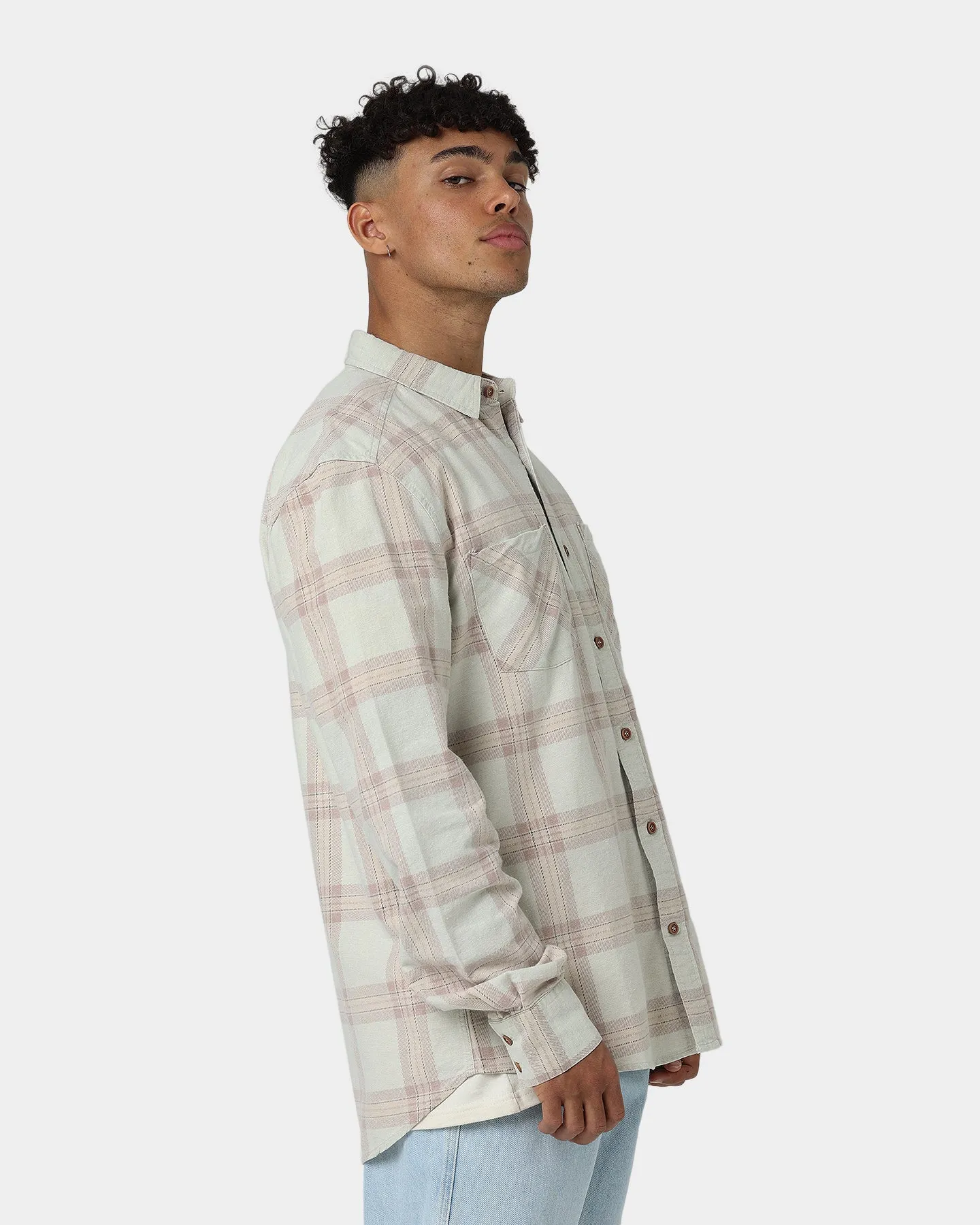 Nena and Pasadena Charge Casual Long Sleeve T-Shirt Sand Check