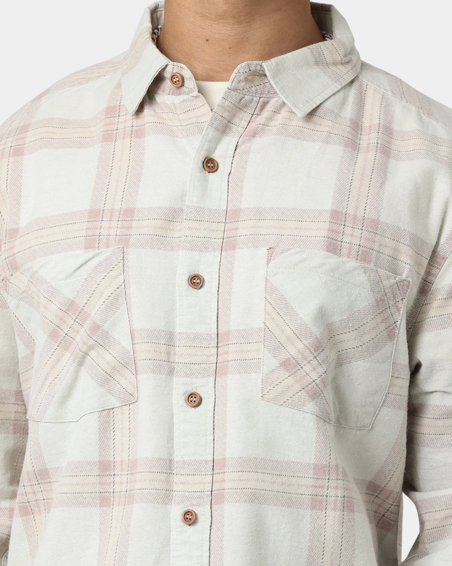 Nena and Pasadena Charge Casual Long Sleeve T-Shirt Sand Check