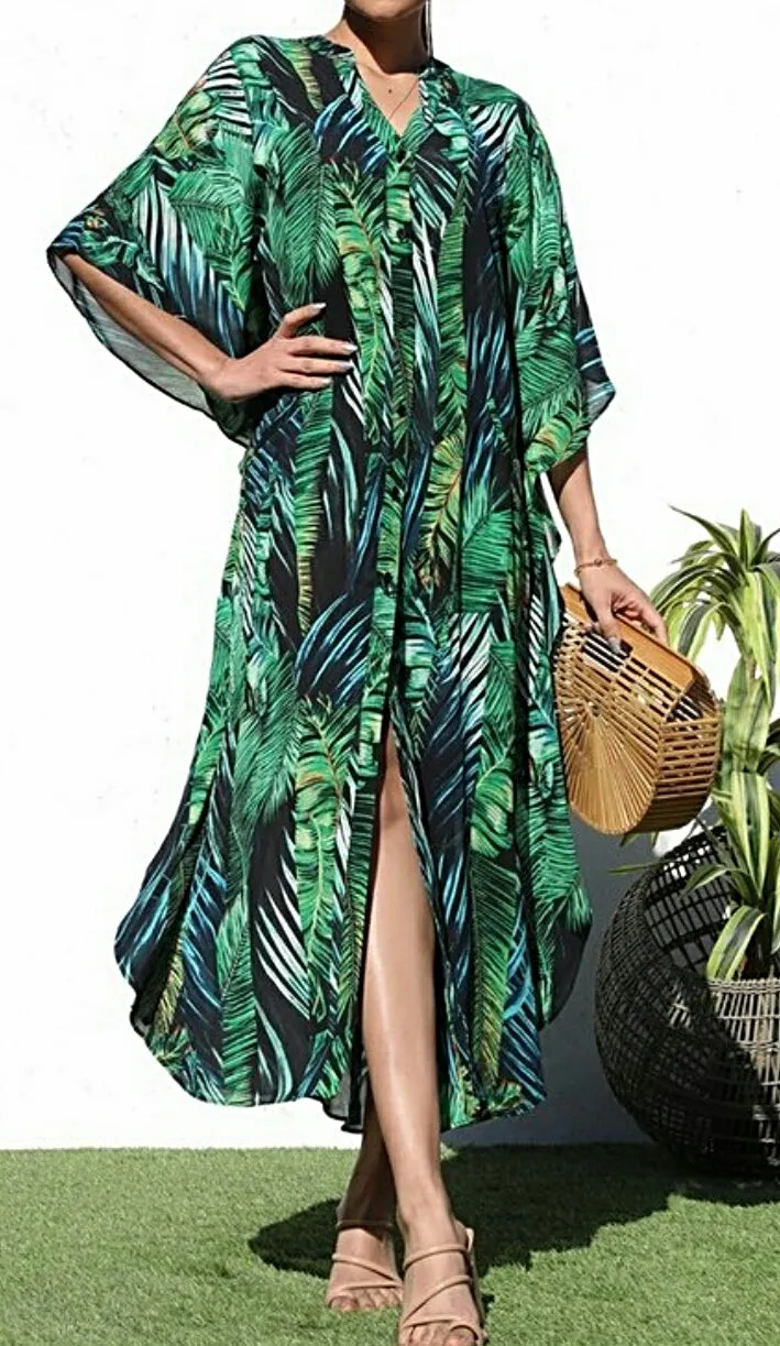 Now You Know 1Pc Boho Flowy Shirt Dress w/Pockets