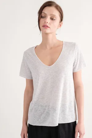 Purple Slubby V Neck Tee