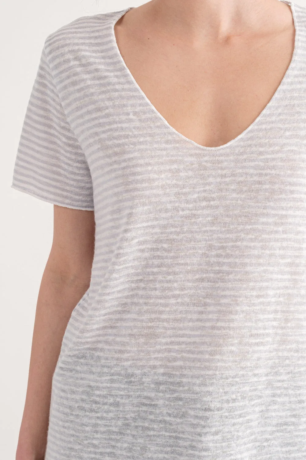 Purple Slubby V Neck Tee