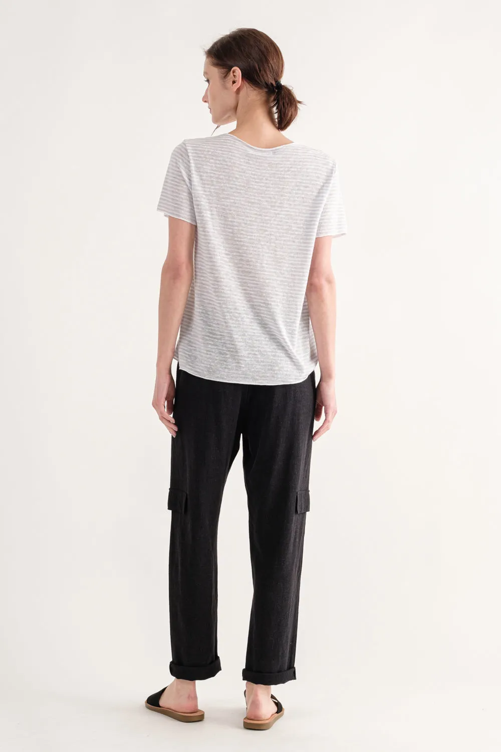 Purple Slubby V Neck Tee
