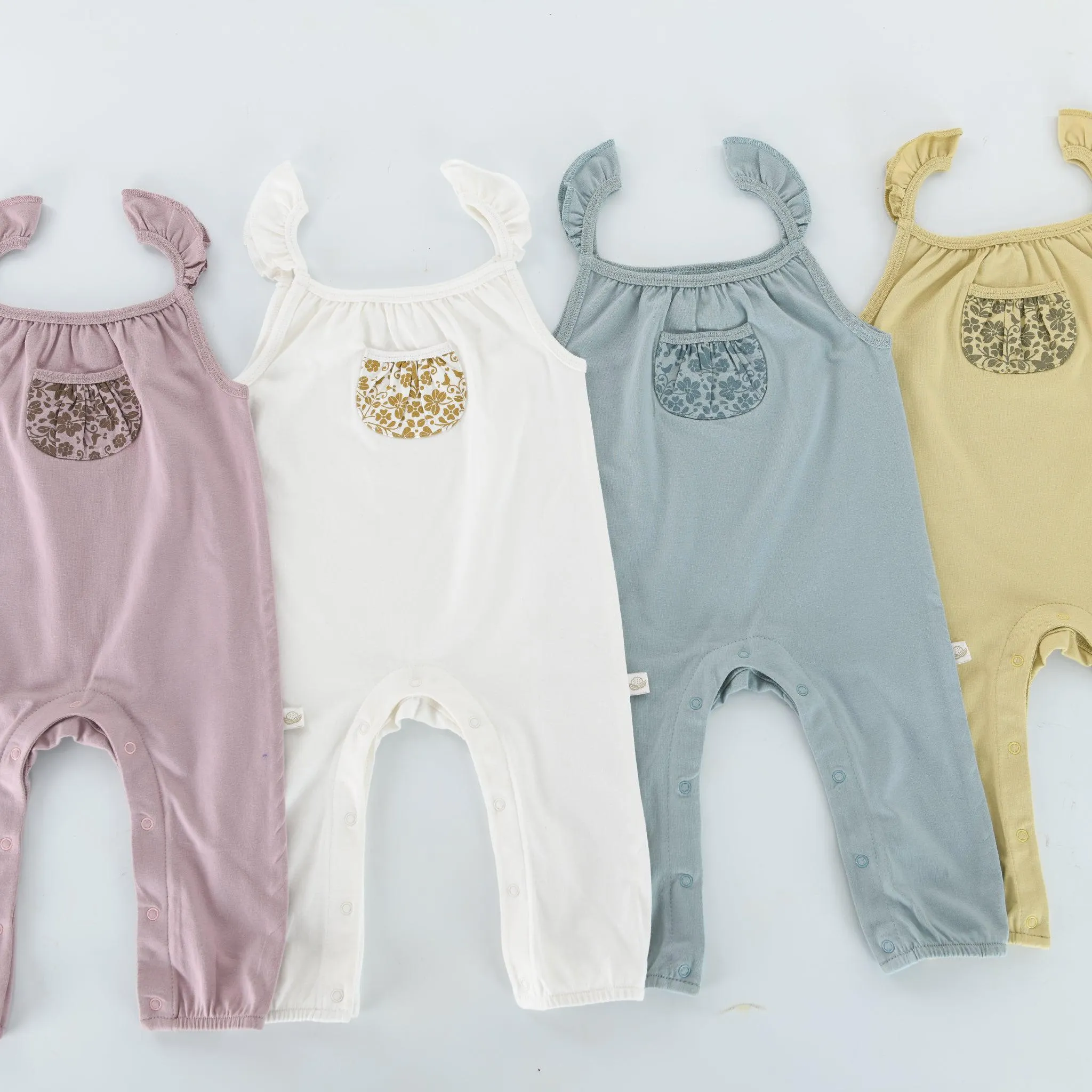 RETIRED - Organic Pocket Tank Jumpsuit - Bunny White