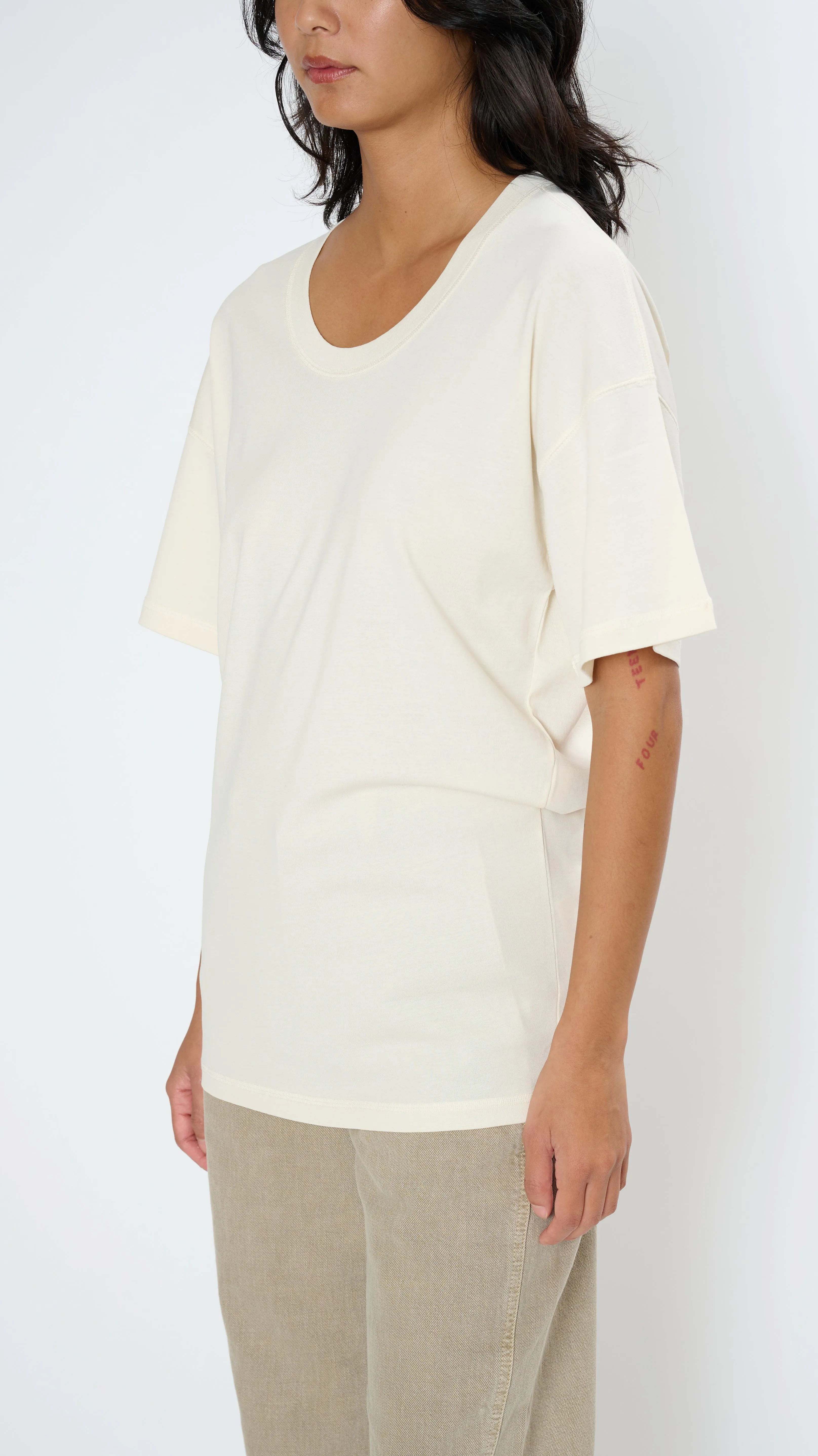 Rib T-Shirt in Light Cream