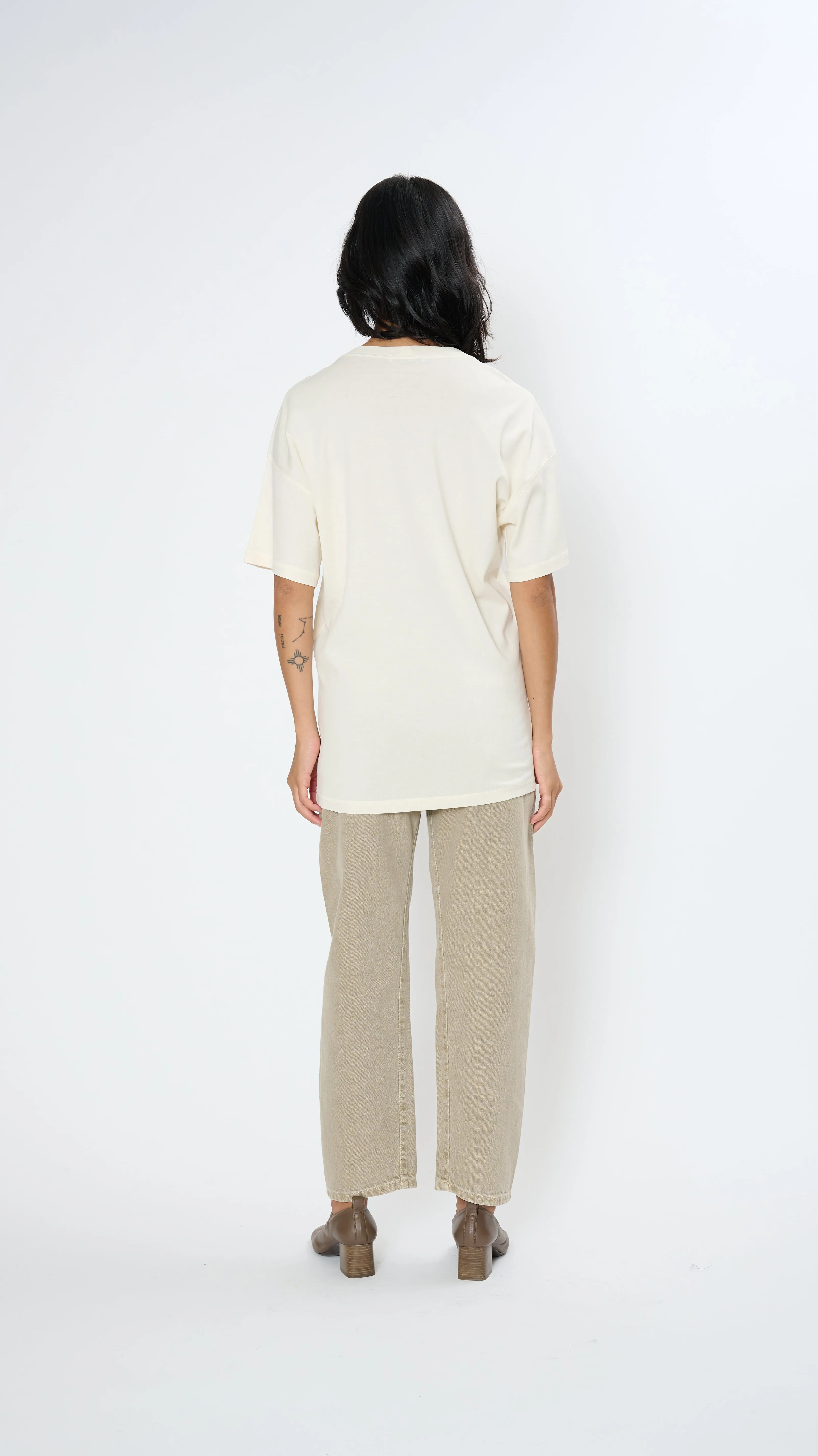 Rib T-Shirt in Light Cream