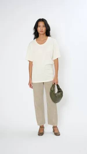 Rib T-Shirt in Light Cream