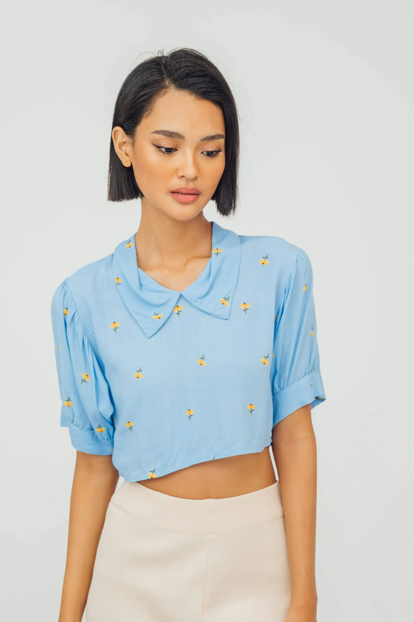 Say Collared Linen Top