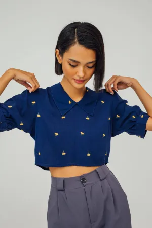 Say Collared Linen Top